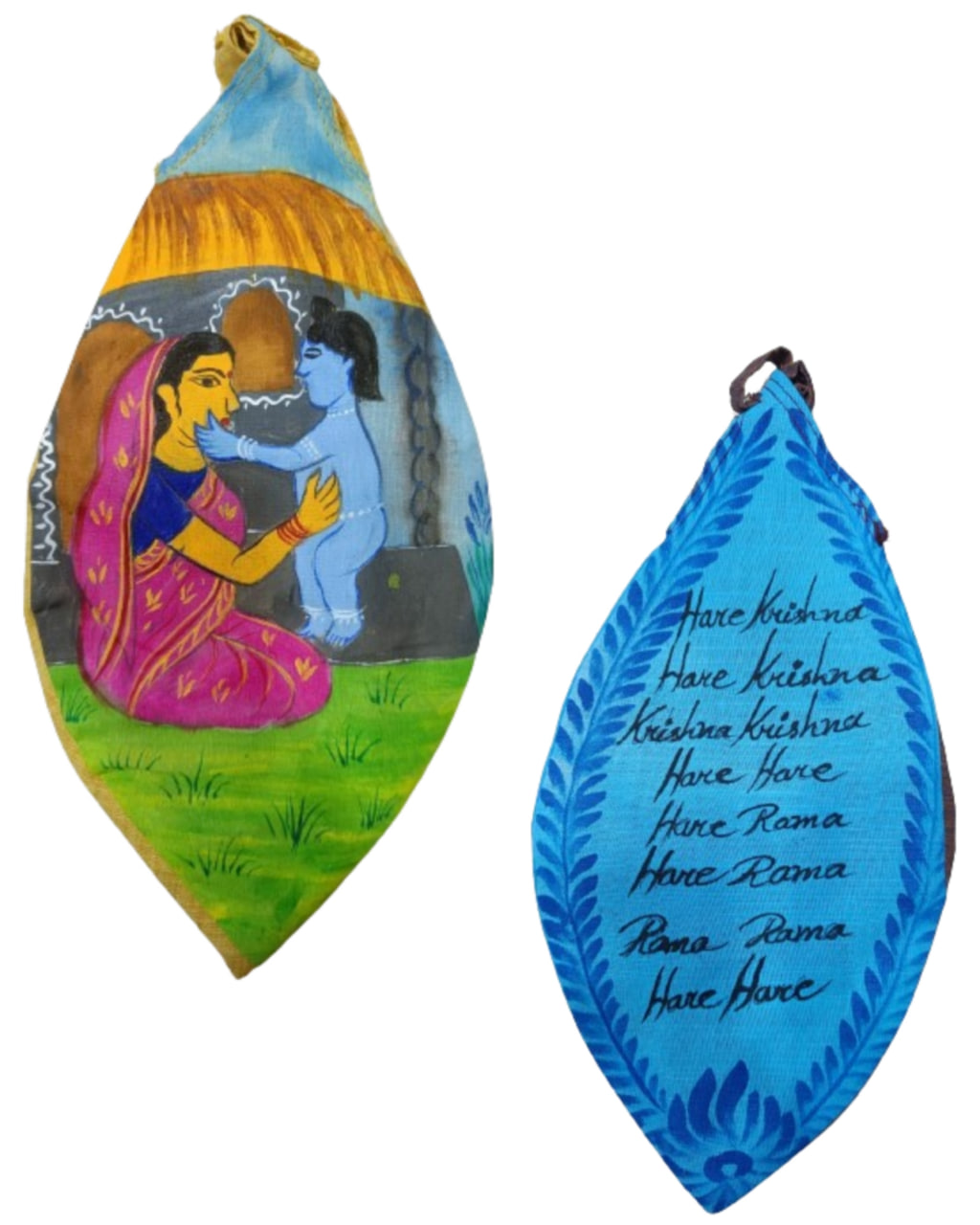 Мешочек для четок с принтом Яшода и Кришна; Yashoda Krishna Hand Printed Bead Bags, rasbiharilal — купить в интернет-магазине