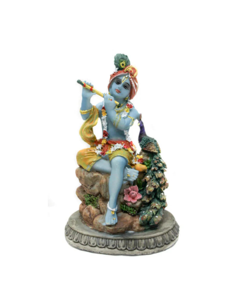 Статуэтка Кришна с павлином, 6 см; Krishna Peacock 6 Cm — купить в интернет-магазине