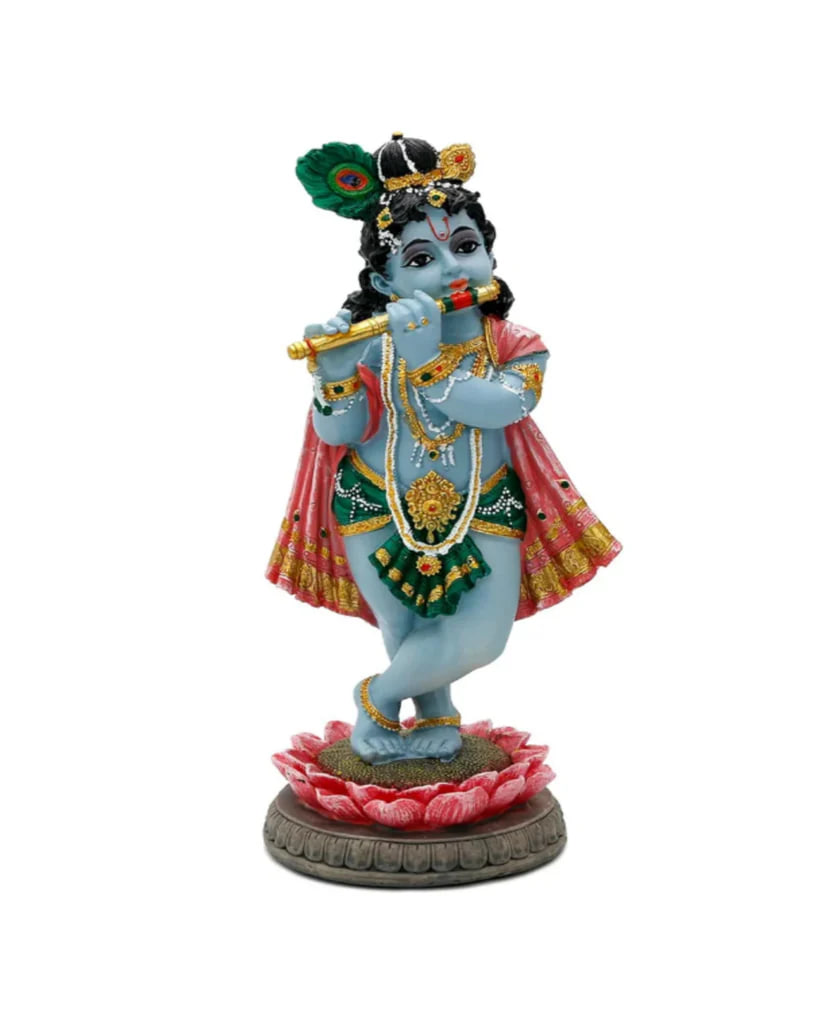 Кришна с лотосом и флейтой, 15 см; LOTUS KRISHNA 15 CM — купить в интернет-магазине