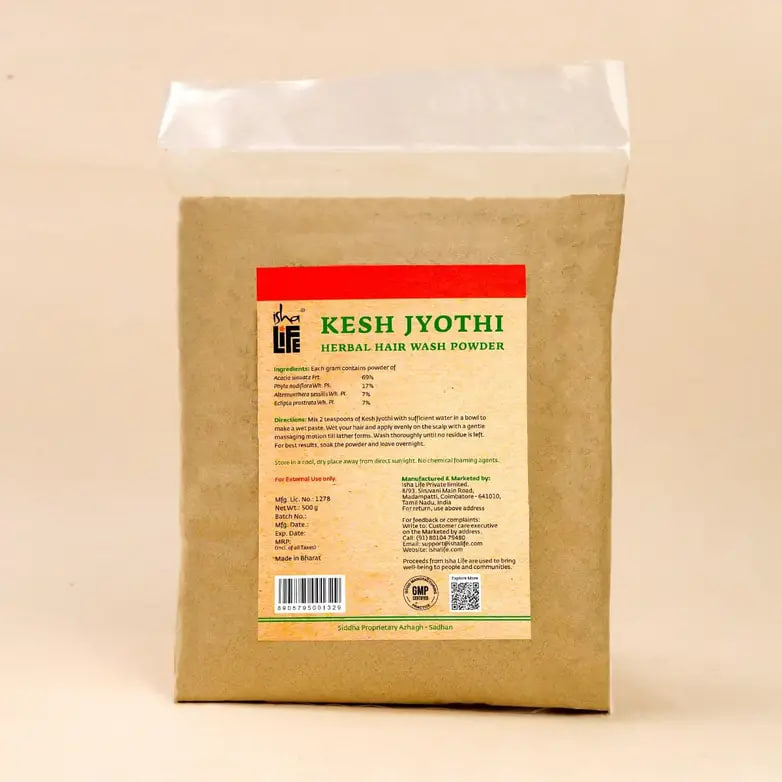Травяной порошок для мытья волос Кеш Джьоти, 500 г, Иша Лайф; Kesh jyothi herbal hair wash powder, 500 g, Isha Life — купить в интернет-магазине