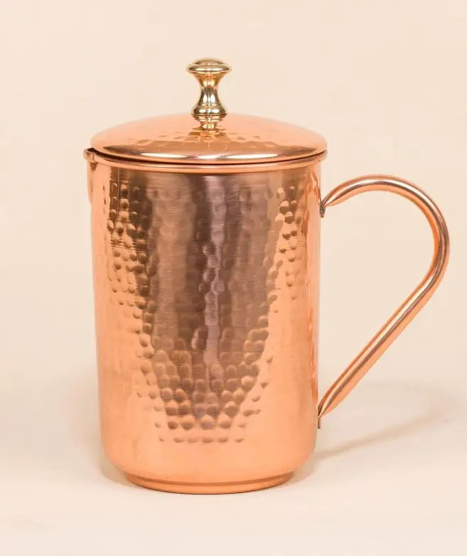 Кованый медный кувшин с крышкой (1,5 л), Иша Лайф; Hammered Copper Jug With Lid (1.5 ltr), Isha Life — купить в интернет-магазине