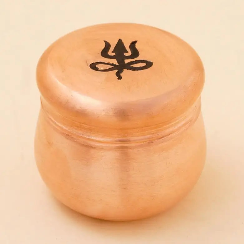 Медная шкатулка Вибхути (большая) - тризубец, Иша Лайф; Copper Vibhuti Box (Large) - Trishul, Isha Life — купить в интернет-магазине