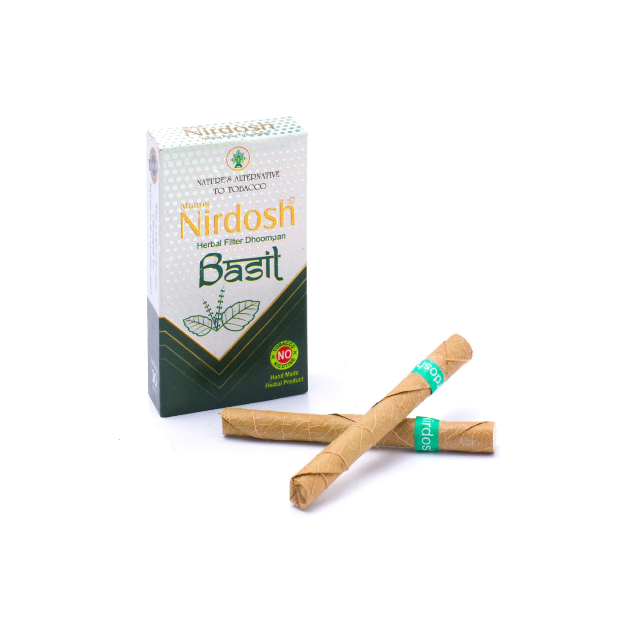 Травяные сигареты, базилик, 10 шт., Нирдош; Basil Flavour – Nirdosh Herbal Dhoompan, 10 pcs — купить в интернет-магазине
