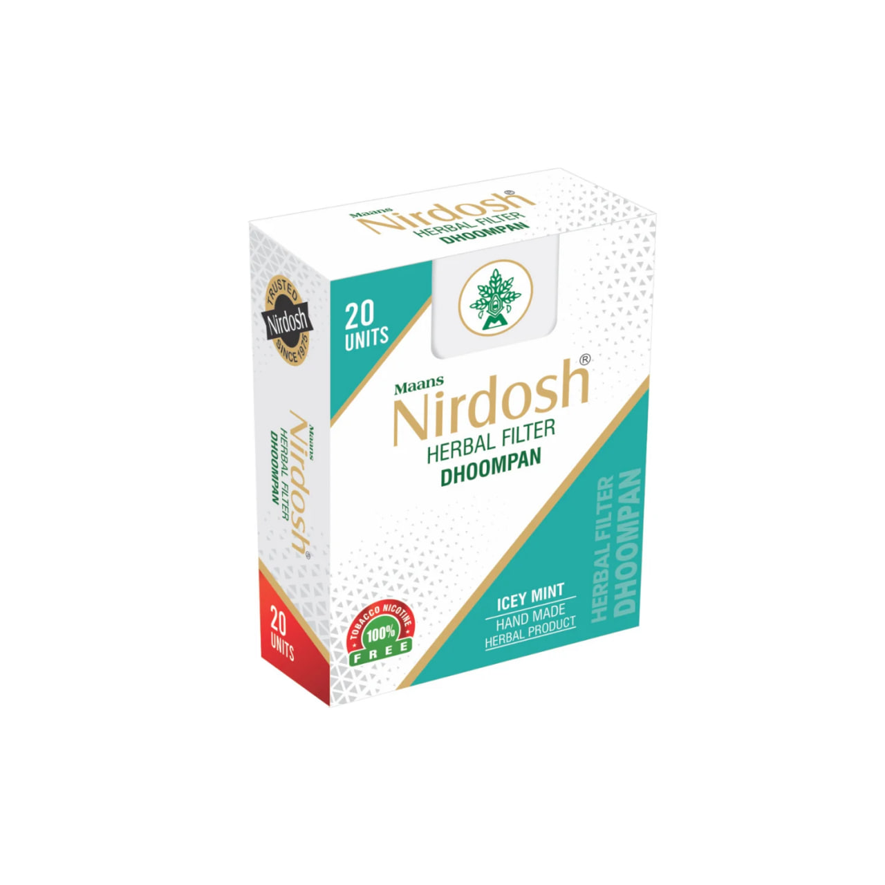 Травяные сигареты, холодная мята, 20 шт., Нирдош; Icey Mint – Nirdosh Herbal Filter Dhoompan, 20 pcs — купить в интернет-магазине