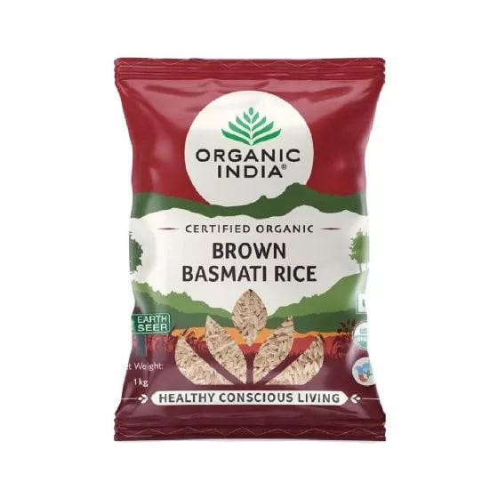 Коричневый рис басмати, 1 кг, Органик Индия; Brown Basmati Rice, 1 kg, Organic India — купить в интернет-магазине