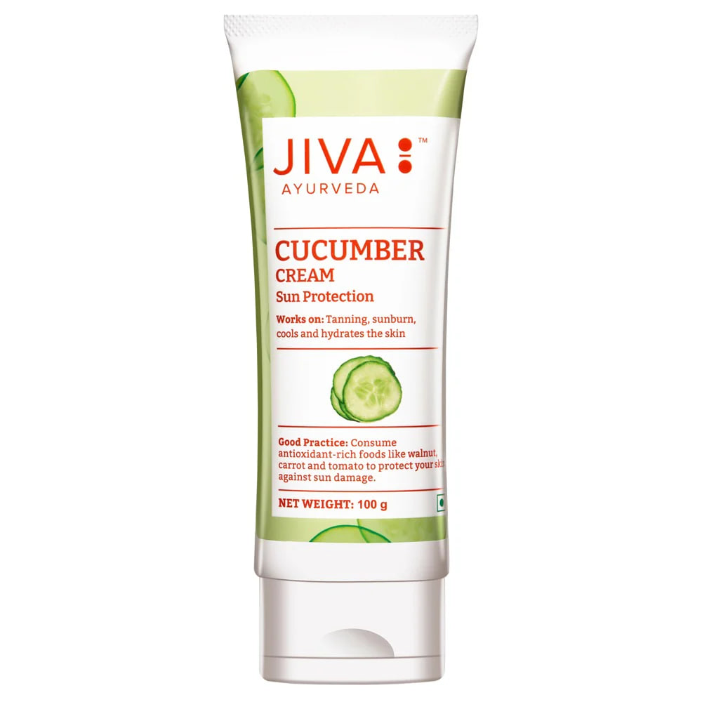Крем с огурцом для сухой кожи, 100 г, Джива Аюрведа; Cream with cucumber for dry skin, 100 g, Jiva Ayurveda — купить в интернет-магазине