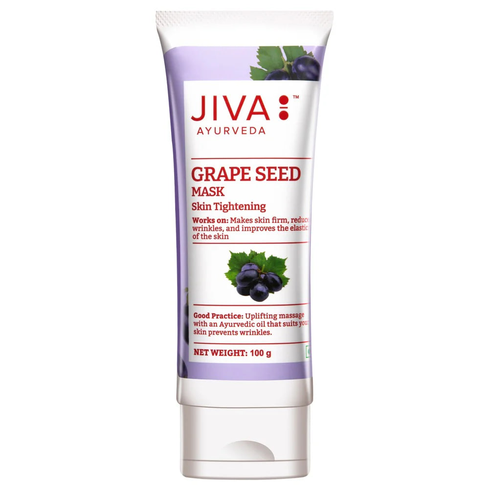 Маска для лица с виноградной косточкой, 100 г, Джива Аюрведа; Grape Seed Face Mask, 100g, Jiva Ayurveda — купить в интернет-магазине