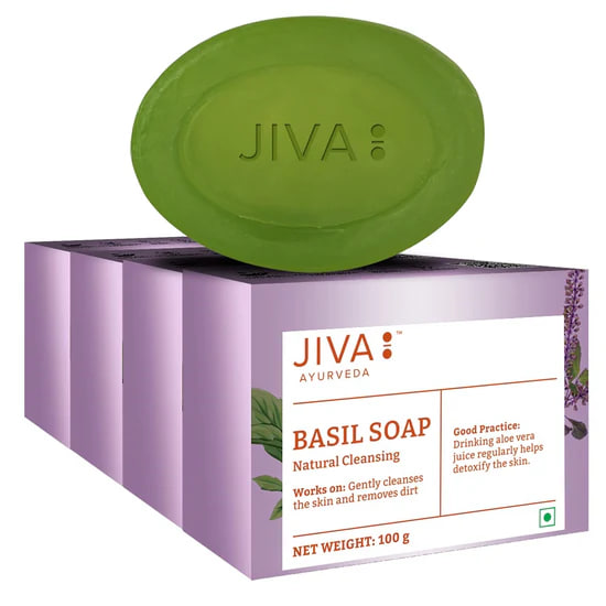 Мыло с базиликом, набор 4 штуки по 75 г, Джива Аюрведа; Basil Soap 75gm (pack of 4), Jiva Ayurveda — купить в интернет-магазине