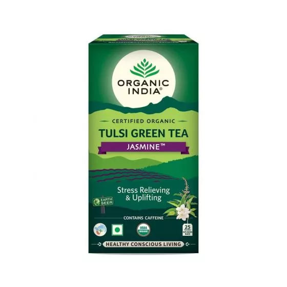 Чай Тулси с жасмином, 25 пакетиков, Органик Индия; Tulsi Jasmine Tea, 25 Tea Bags, Organic India — купить в интернет-магазине