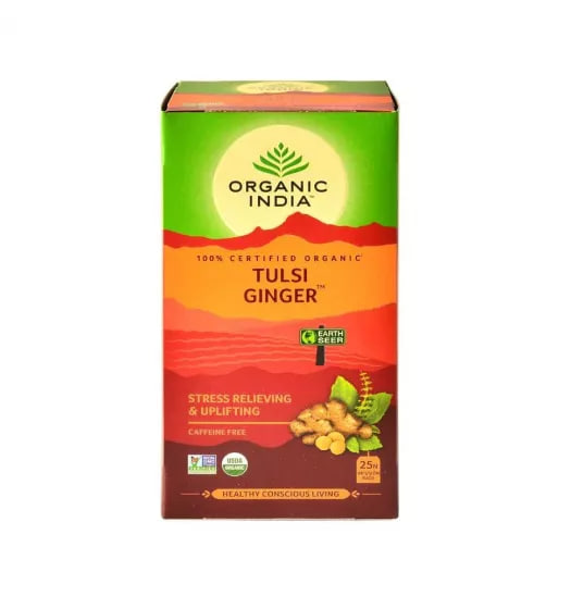 Чай туласи с имбирем, 25 пакетиков, Органик Индия; Tulsi Tea with Ginger, 25 bags, Organic India — купить в интернет-магазине