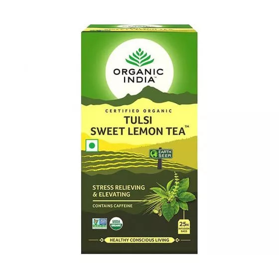 Чай тулси с лимоном, 25 пакетиков, Органик Индия; Tulsi Tea with Lemon, 25 bags, Organic India — купить в интернет-магазине