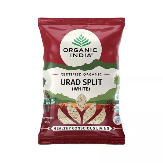 Белый Урад Дал колотый, 500 г, Органик Индия; White Urad Dal Split, 500g, Organic India — купить в интернет-магазине