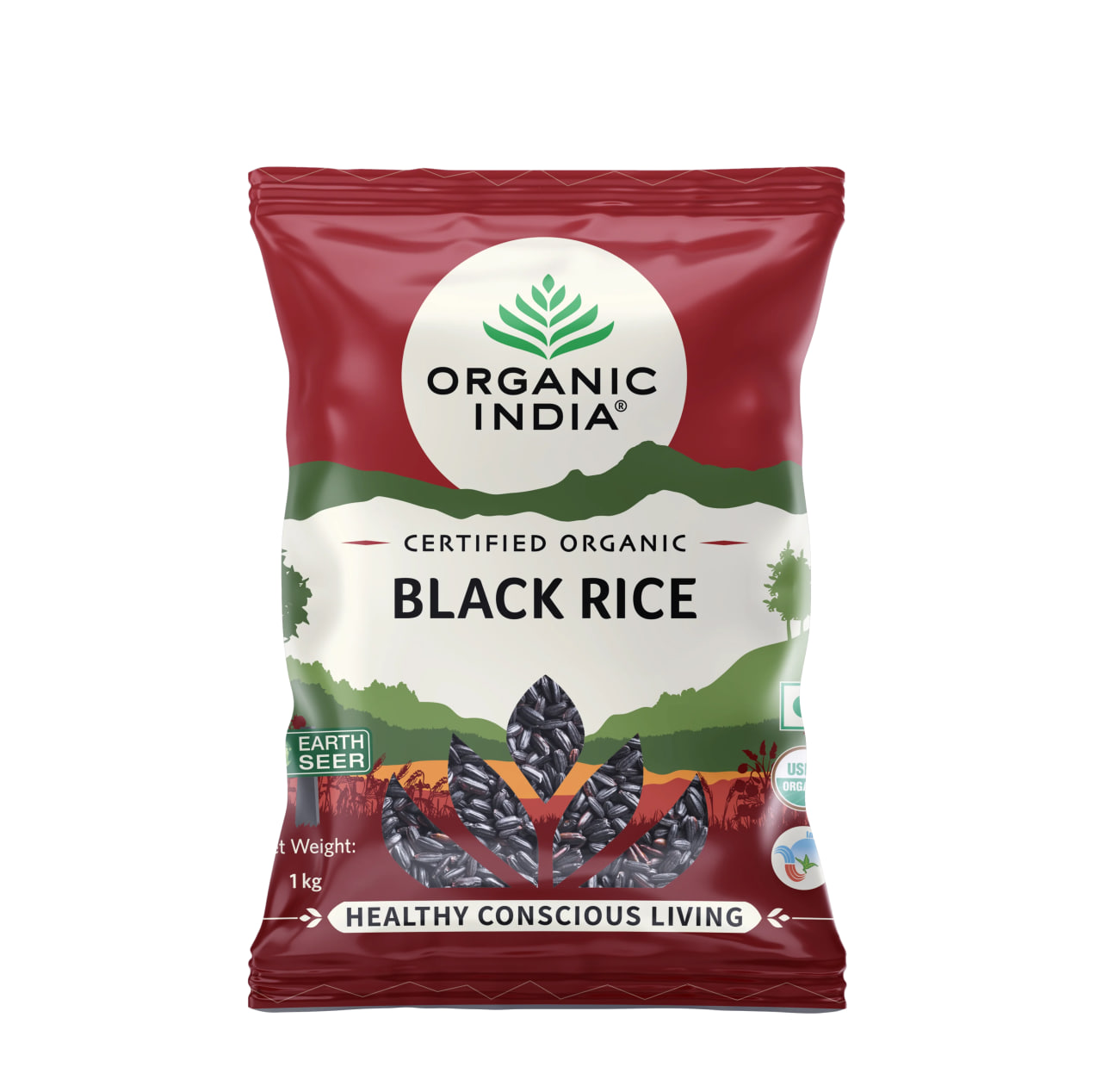 Черный рис, 1 кг, Органик Индия; Black Rice, 1 kg, Organic India — купить в интернет-магазине