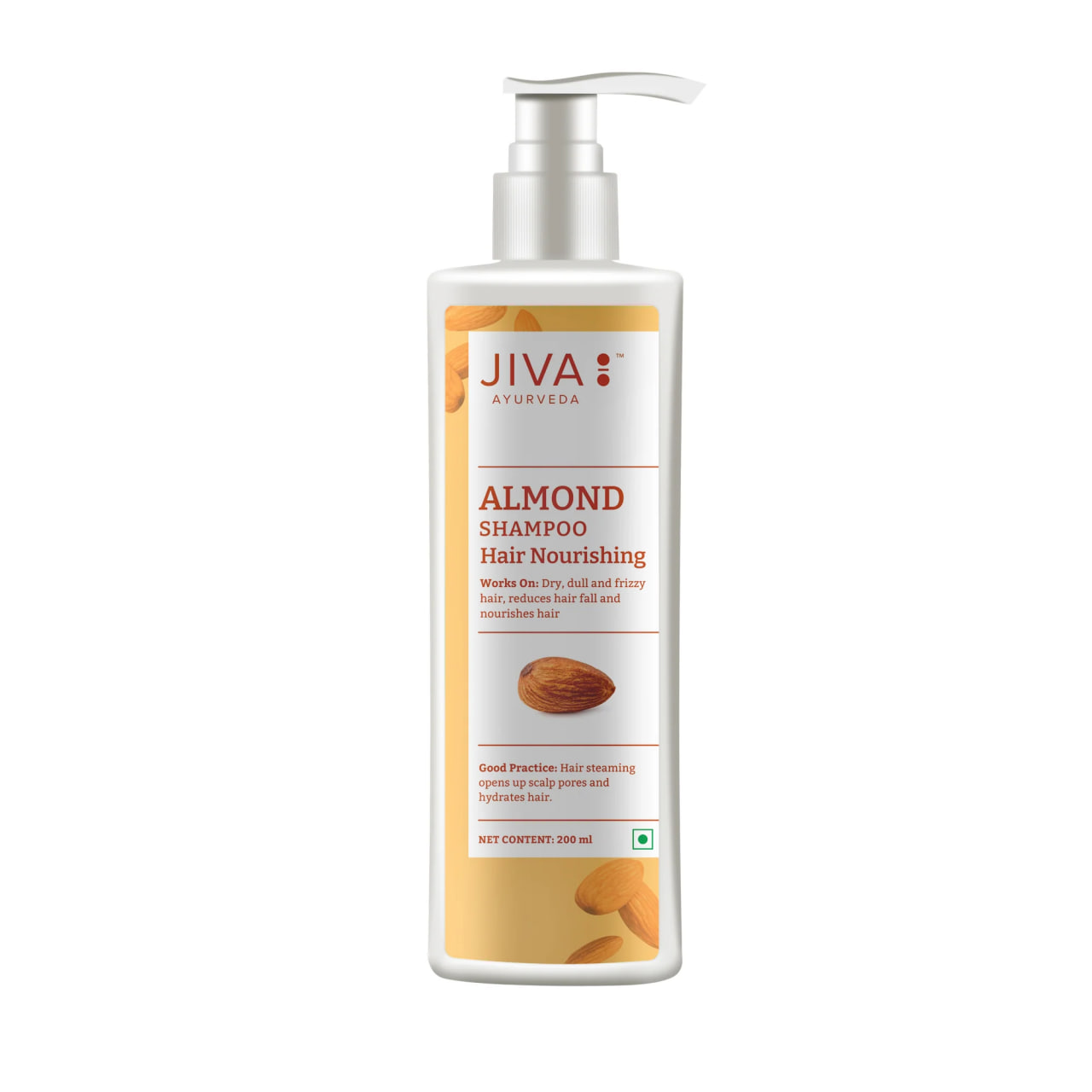 Шампунь натуральный с миндалем, 200 мл, от Jiva Ayurveda, Almond Shampoo, 200 ml, Jiva Ayurveda — купить в интернет-магазине