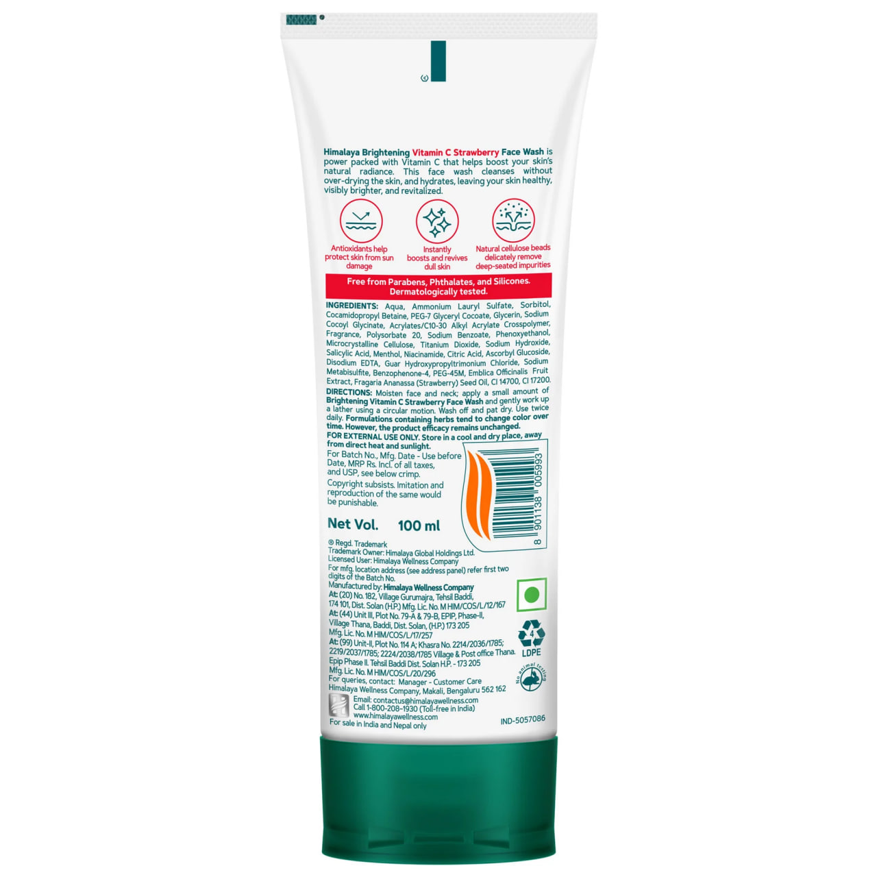 Himalaya Brightening Vitamin C Strawberry Face Wash 100 ml — миниатюра 2