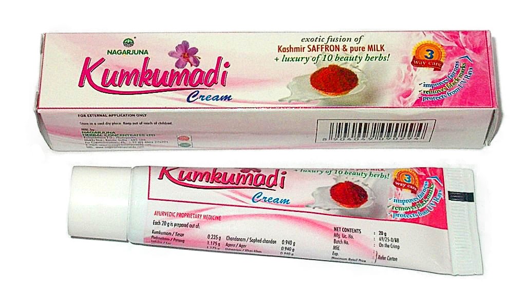 Омолаживающий крем для всех типов кожи "Кумкумади", 20 г, производитель "Нагарджуна", Kumkumadi cream, 20 g, Nagarjuna — купить в интернет-магазине