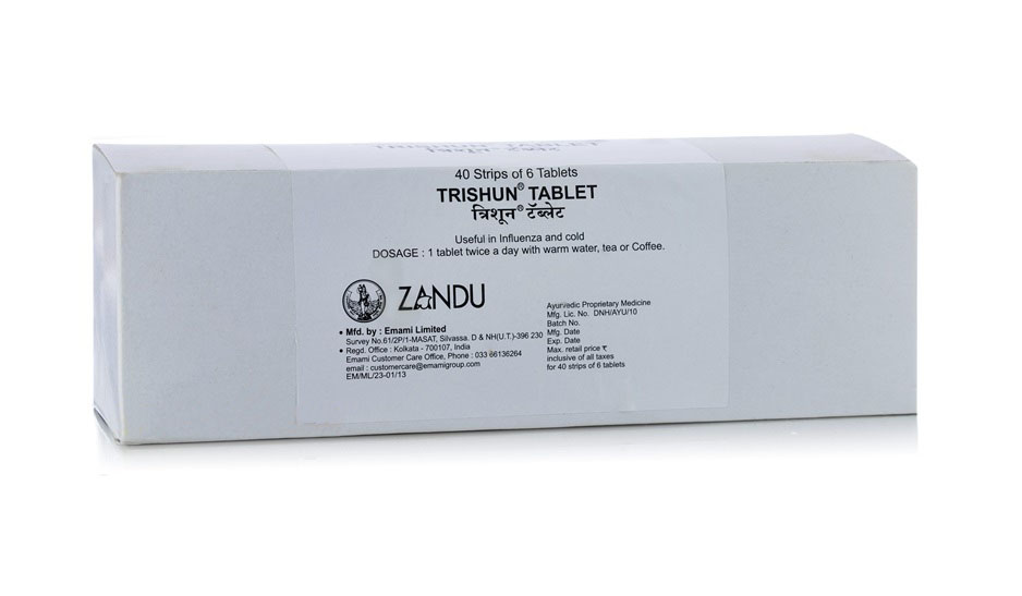Тришун – помощь при простуде, 240 таб., производитель "Занду", Trishun, 240 tabs., Zandu — купить в интернет-магазине