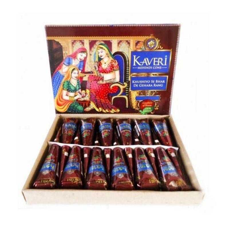 Хна для мехенди в конусах натуральная "Кавери", коробка (12 конусов), производитель "Кавери", Mehandi, 12 con., Kaveri — купить в интернет-магазине