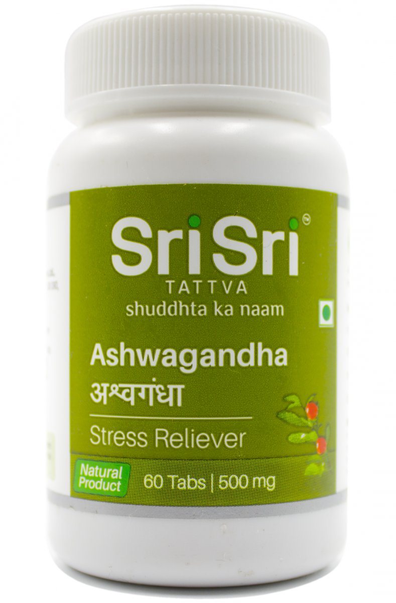Ашвагандха 500 мг, 60 таб., производитель "Шри Шри Аюрведа", Ashwagandha 500 mg, 60 tabs., Sri Sri Ayurveda — купить в интернет-магазине