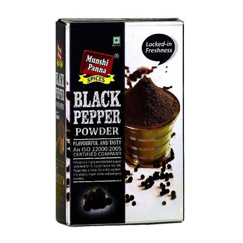 Черный перец (молотый), 100 г, производитель "Мунши Панна", Black Pepper Powder, 100 g, Munshi Panna — купить в интернет-магазине