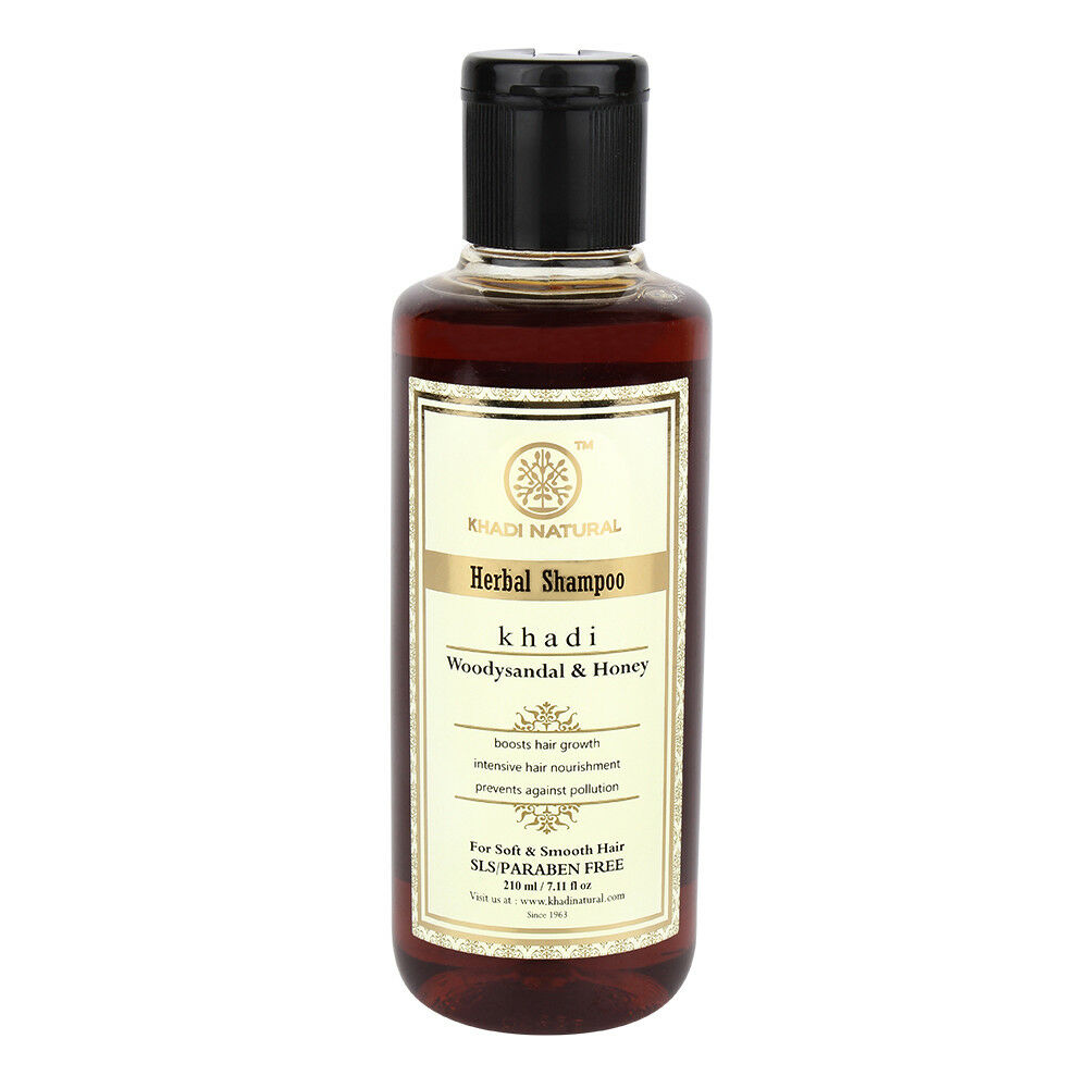 Шампунь "Сандал и Мед", Без SLS и парабенов, 210 мл, производитель "Кхади", Shampoo "Woodysandal & Honey", SLS/Paraben Free, 210 ml, Khadi — купить в интернет-магазине