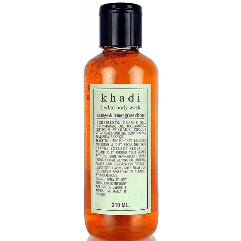 Гель для душа "Апельсин и Лемонграсс", 210 мл, производитель "Кхади", Body Wash "Orange & Lemongrass", 210 ml, Khadi — купить в интернет-магазине