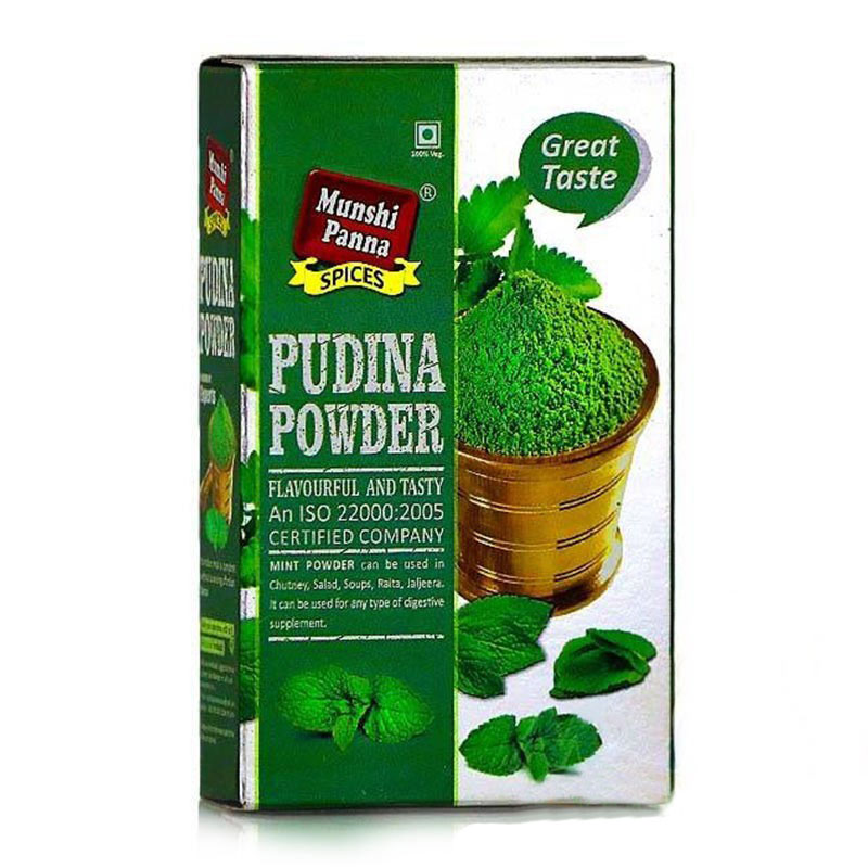 Порошок мяты, 50 г, производитель "Мунши Панна", Pudina Powder, 50 g, Munshi Panna — купить в интернет-магазине