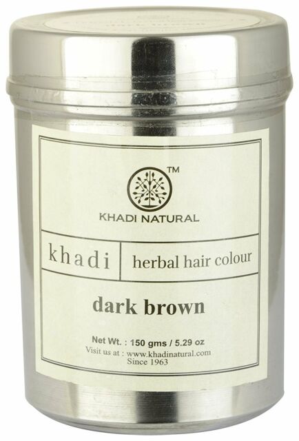Краска для волос травяная "Темно-коричневый", 150 г, производитель "Кхади", Herbal Hair Colour, "Dark brown", 150 g, Khadi — купить в интернет-магазине