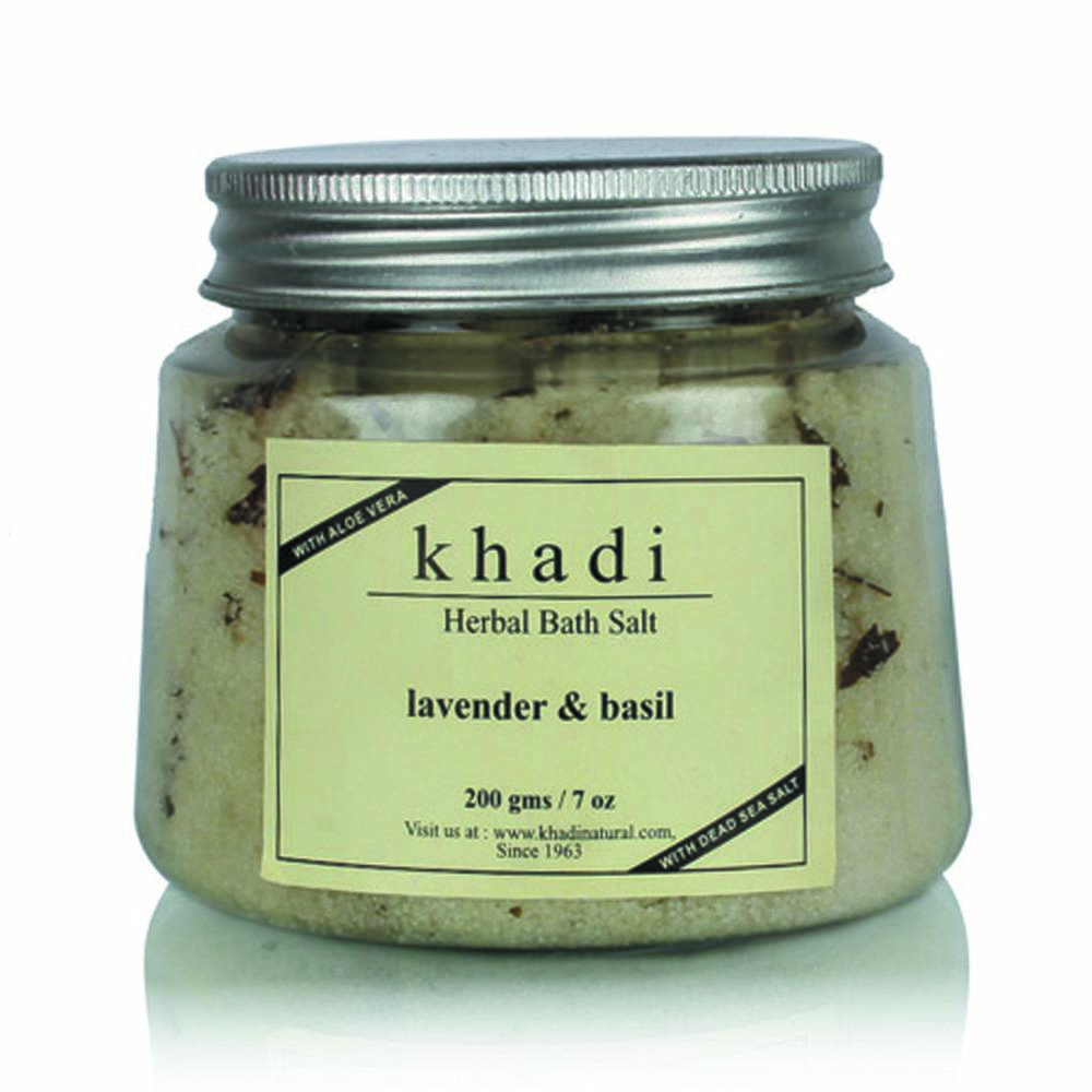 Соль для ванной "Лаванда и Базилик", 200 г, производитель "Кхади", Bath salt "Lavender & Basil", 200 g, Khadi — купить в интернет-магазине