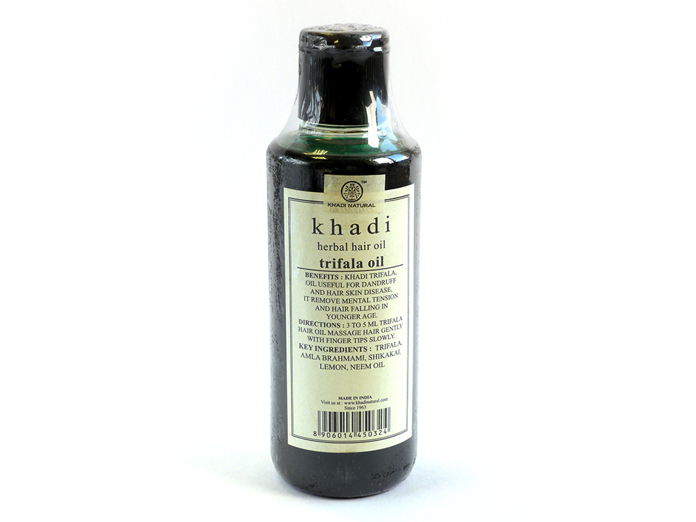 Масло для волос "Трифала", 210 мл, производитель "Кхади", Herbal hair oil "Trifala Oil", 210 ml, Khadi — купить в интернет-магазине