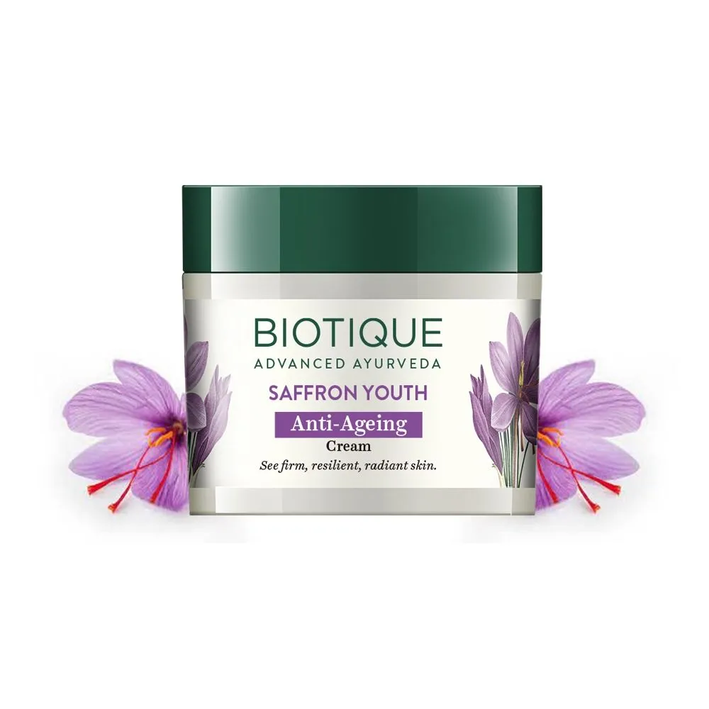 Крем Шафран Биотик омолаживающий, 50 г; Biotique Saffron  Anti-Ageing Cream, 50g — купить в интернет-магазине
