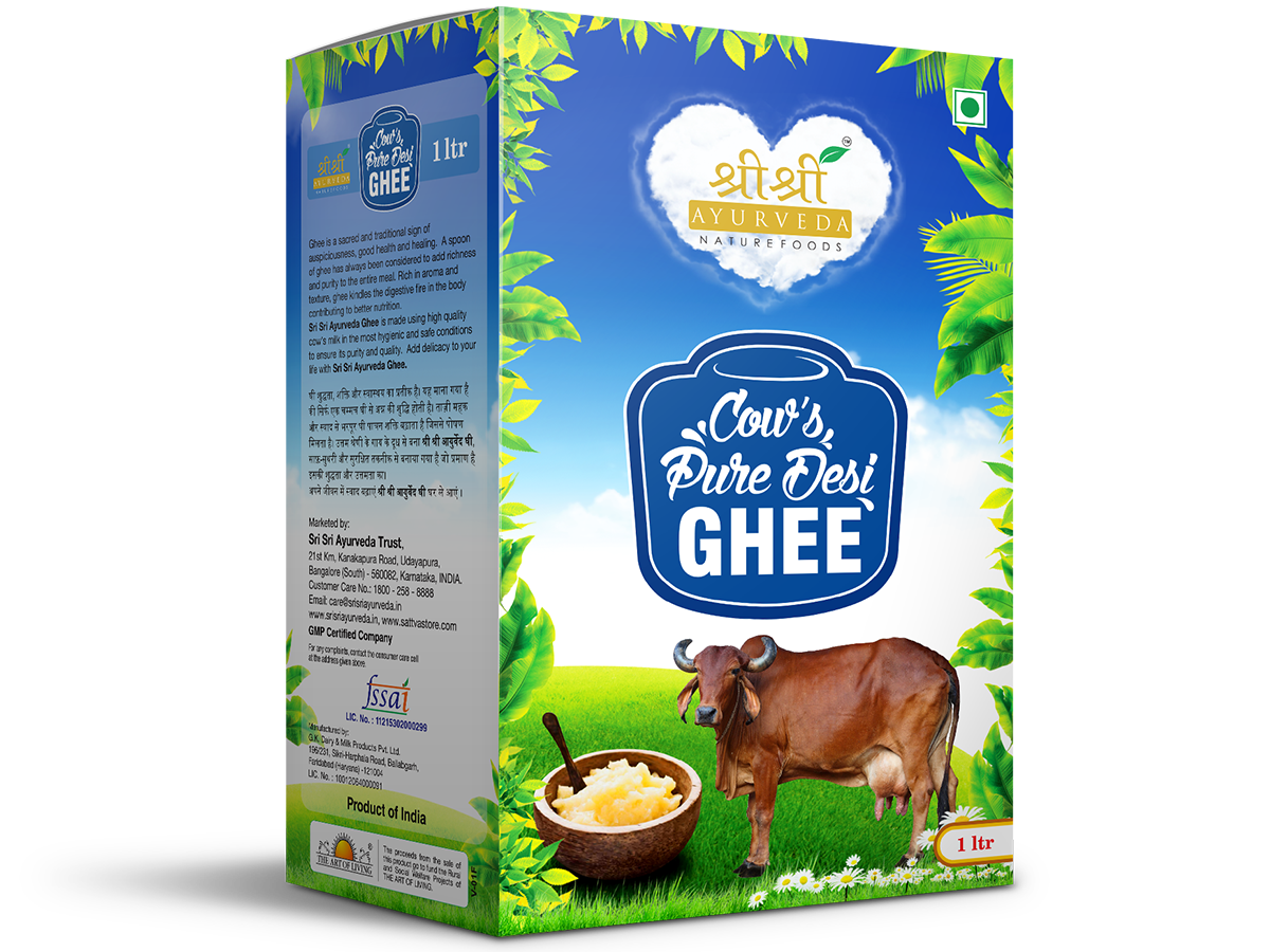 Топленное масло, Гхи, 1 л, производитель "Шри Шри Аюрведа", Pure Ghee, 1 L, Sri Sri Ayurveda — купить в интернет-магазине