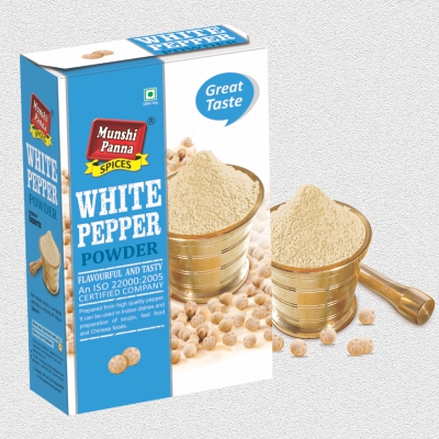 Белый перец (молотый), 100 г, производитель "Мунши Панна", White Pepper Powder, 100 g, Munshi Panna — купить в интернет-магазине