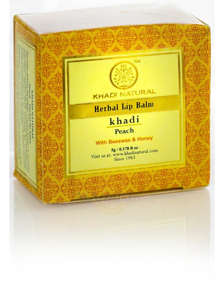 Бальзам для губ с пчелиным воском и маслом Ши "Персик", Lip Balm "Peach", 10 gm, Khadi — купить в интернет-магазине