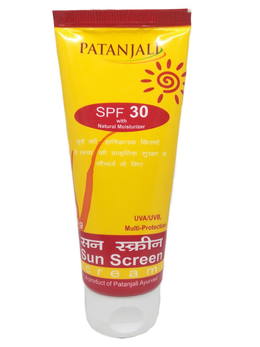 Солнцезащитный крем СПФ 30, 50 г, Патанджали; Sun Screen Cream SPF 30, 50 g, Patanjali — купить в интернет-магазине