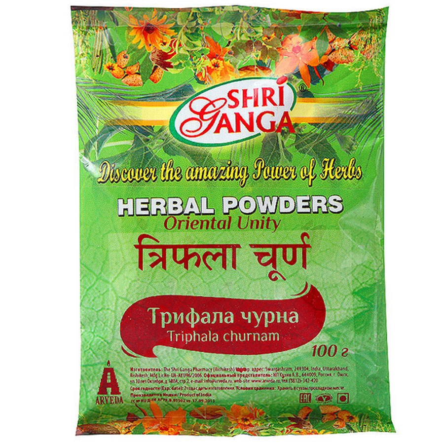 Трифала Чурна, 100 г, производитель Шри Ганга; Triphala Churna, 100 g, Shri Ganga — купить в интернет-магазине